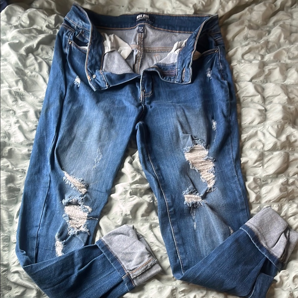 Blue Distressed Women's Jeans